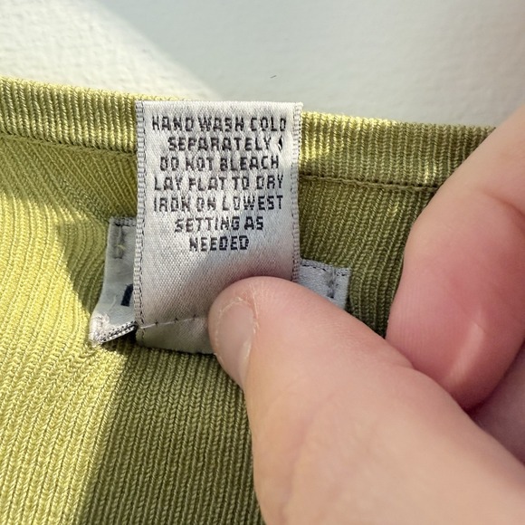 Womens Chicos 1 / M Green V Neck Ribbed Knit Pullover Sweater Silk Blend - Picture 4 of 8